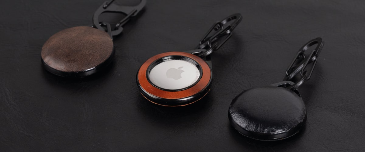 Leather Apple AirTag Cover Case Holder with Keychain and Key Ring - 2