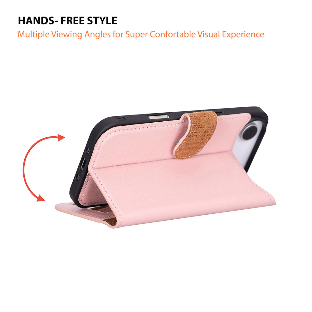 Pink Leather iPhone 17 Air Detachable Wallet Case