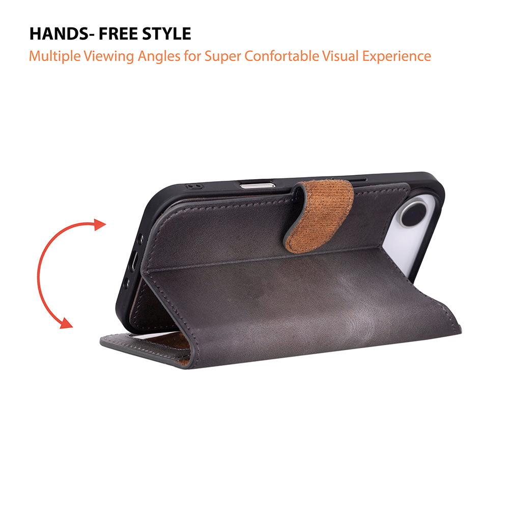 Gray Leather iPhone 17 Air Detachable Wallet Case
