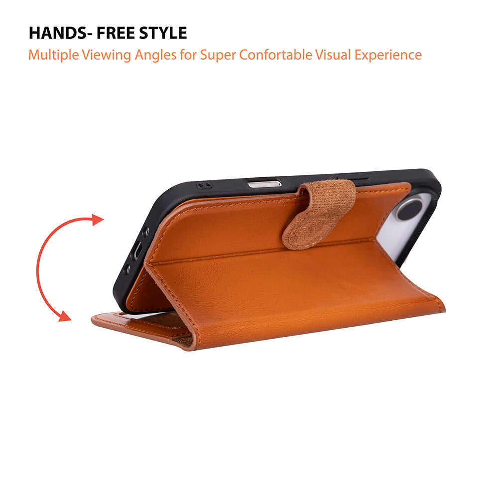Tan Leather iPhone 17 Air Detachable Wallet Case