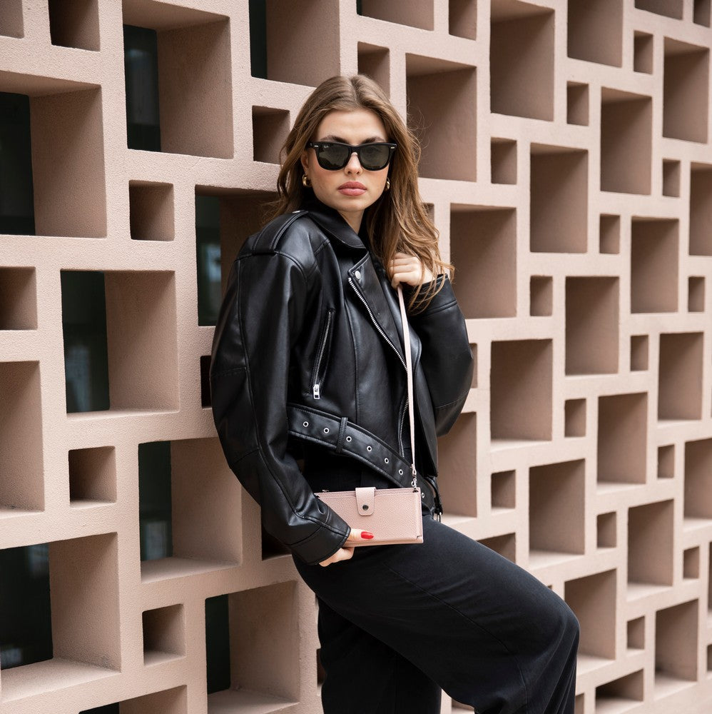 Nexora Strap Leather Crossbody Wallet