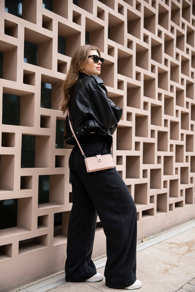 Nexora Strap Leather Crossbody Wallet