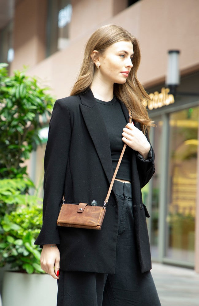 Nexora Strap Leather Crossbody Wallet