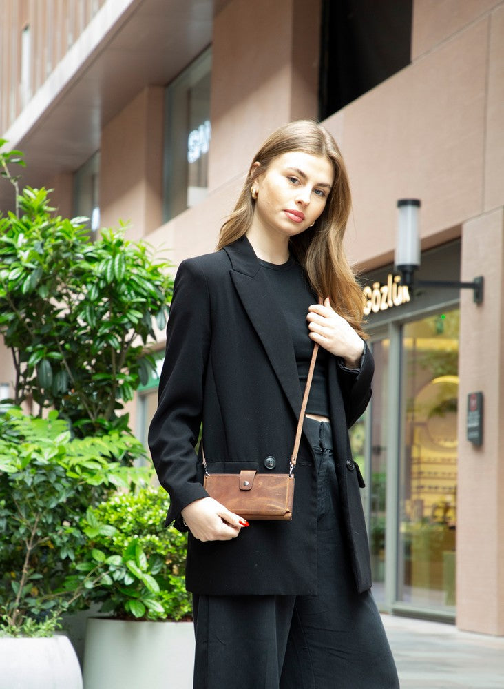 Nexora Strap Leather Crossbody Wallet