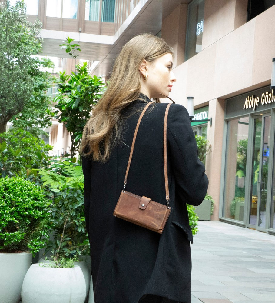 Nexora Strap Leather Crossbody Wallet