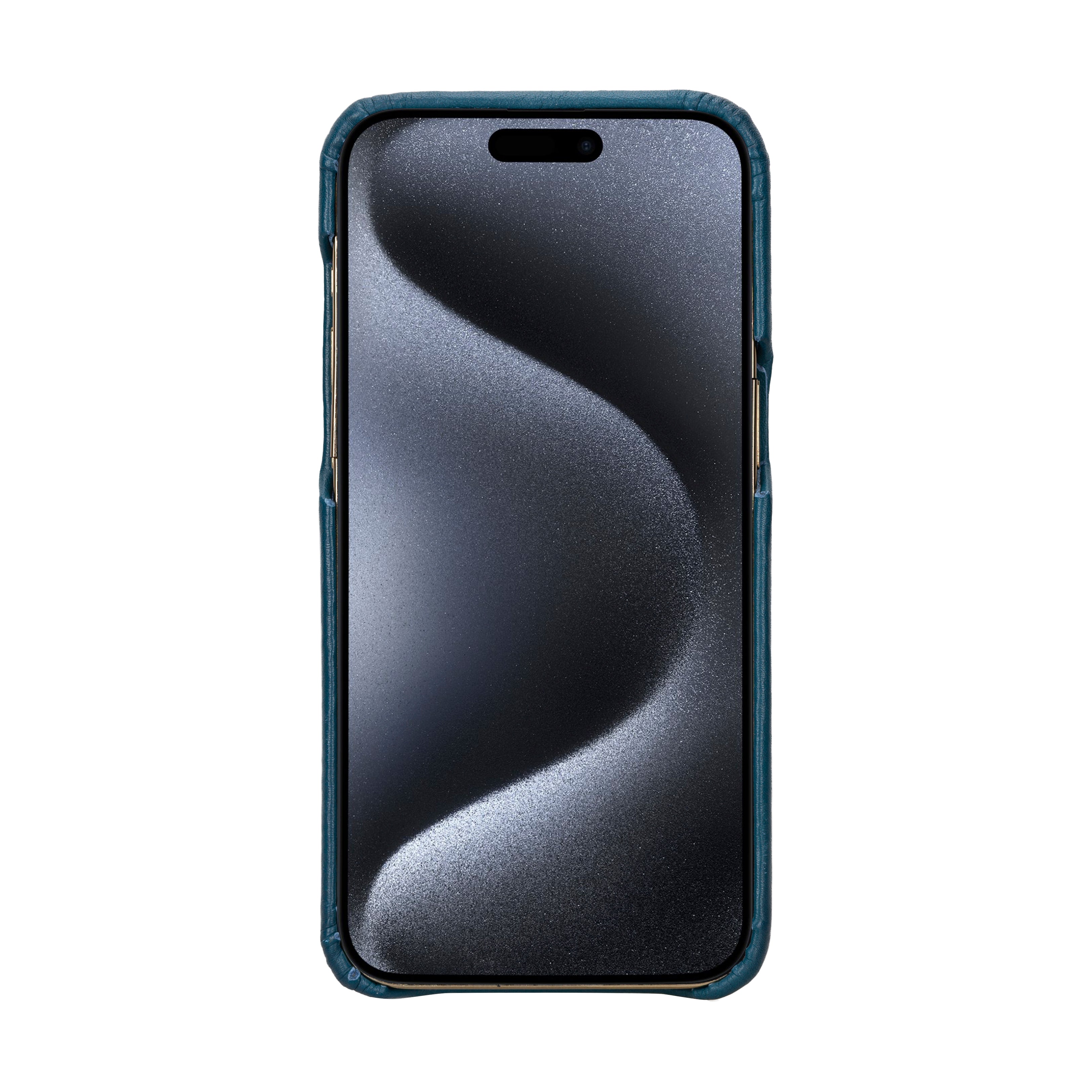 Blue iPhone 16 Pro Leather Back Cover Case