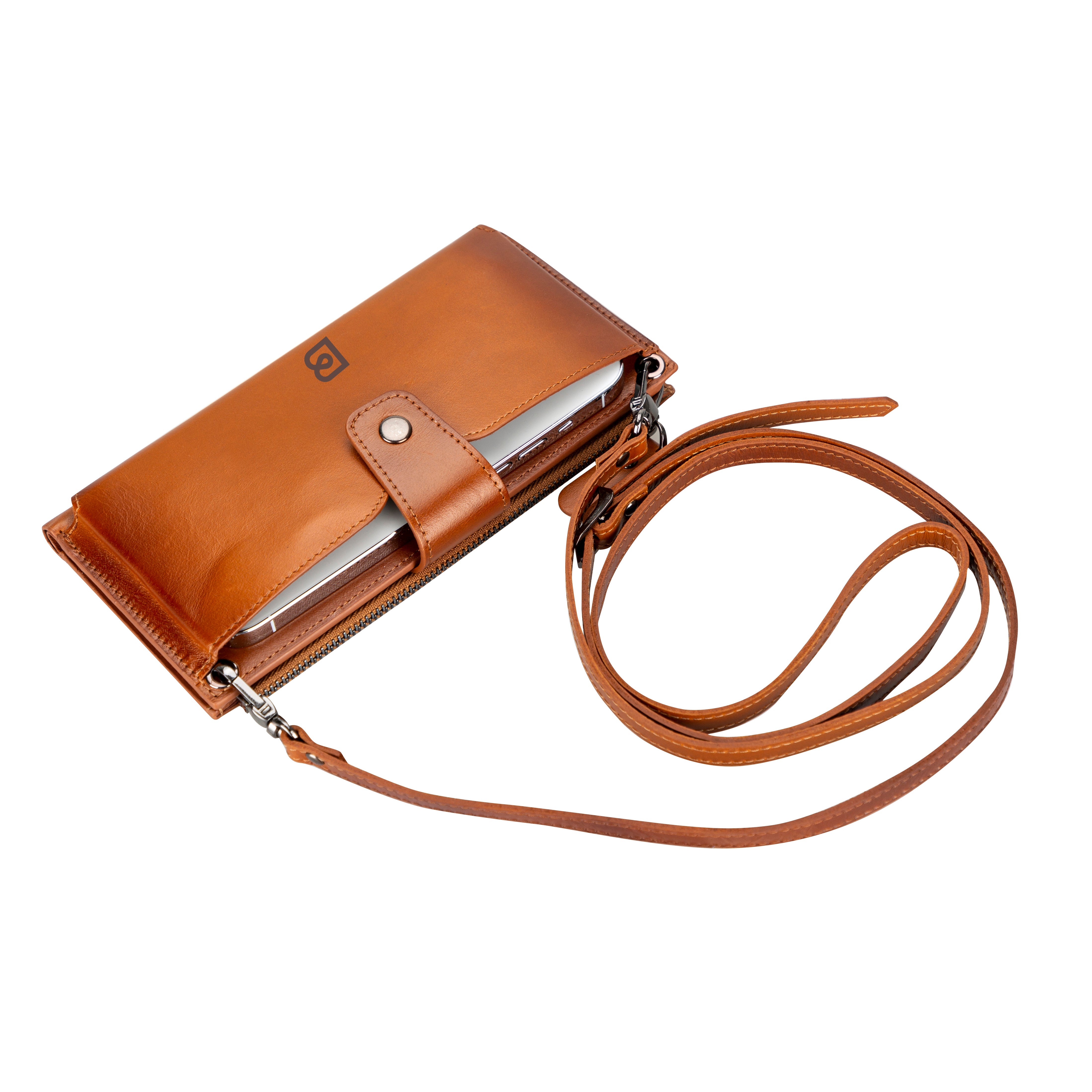 Nexora Strap Leather Crossbody Wallet