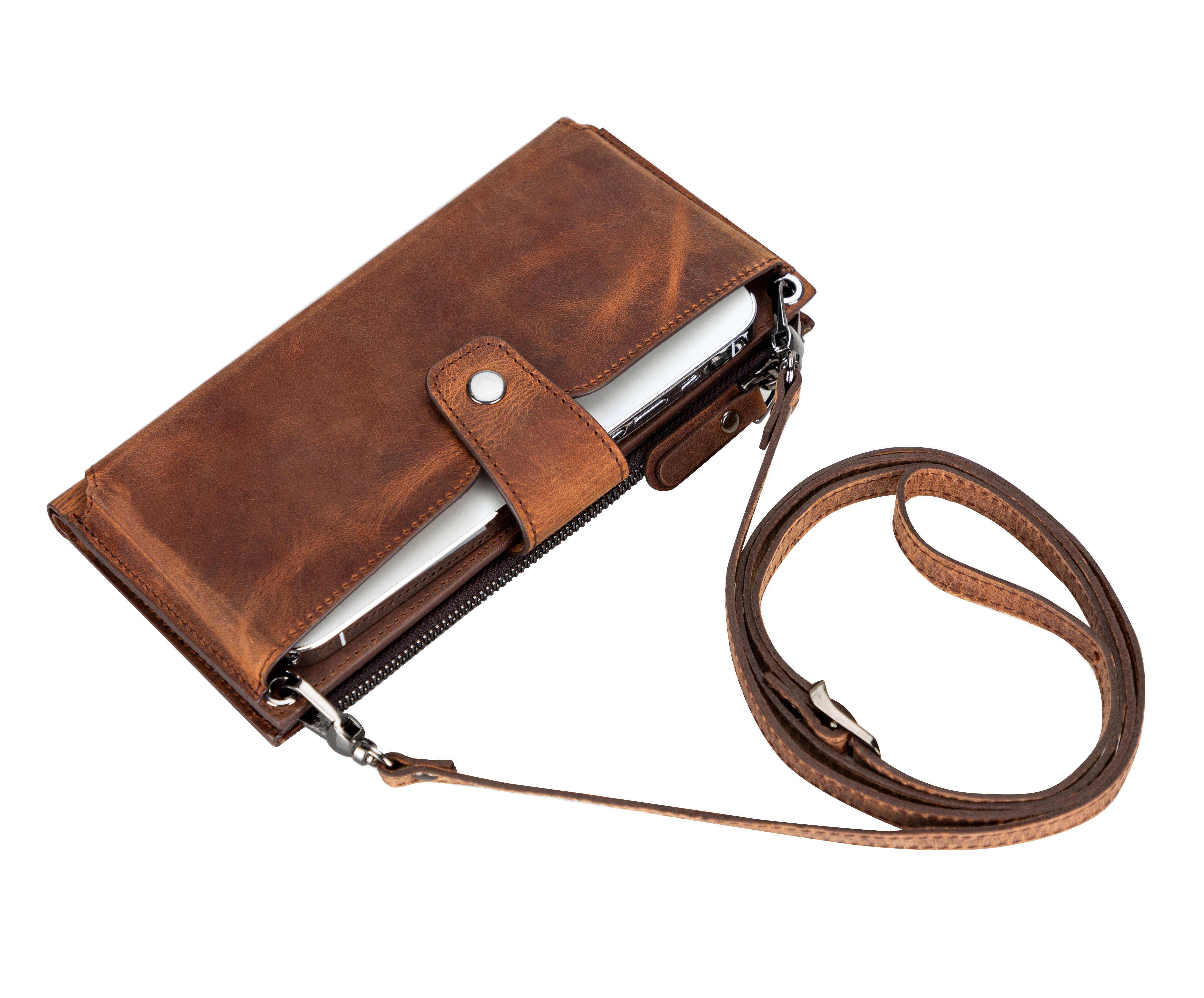 Lozan Strap Leather Crossbody Wallet