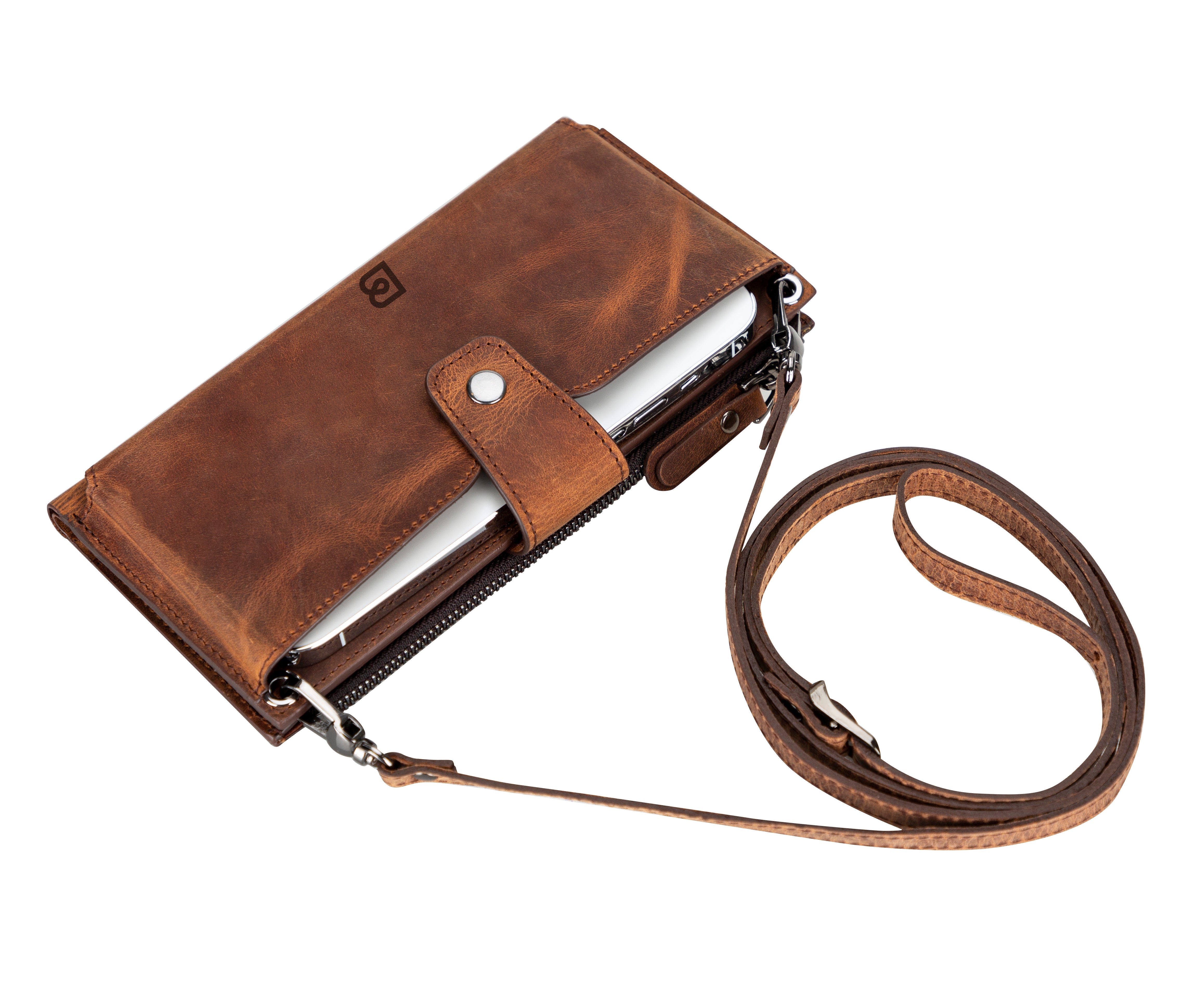 Nexora Strap Leather Crossbody Wallet