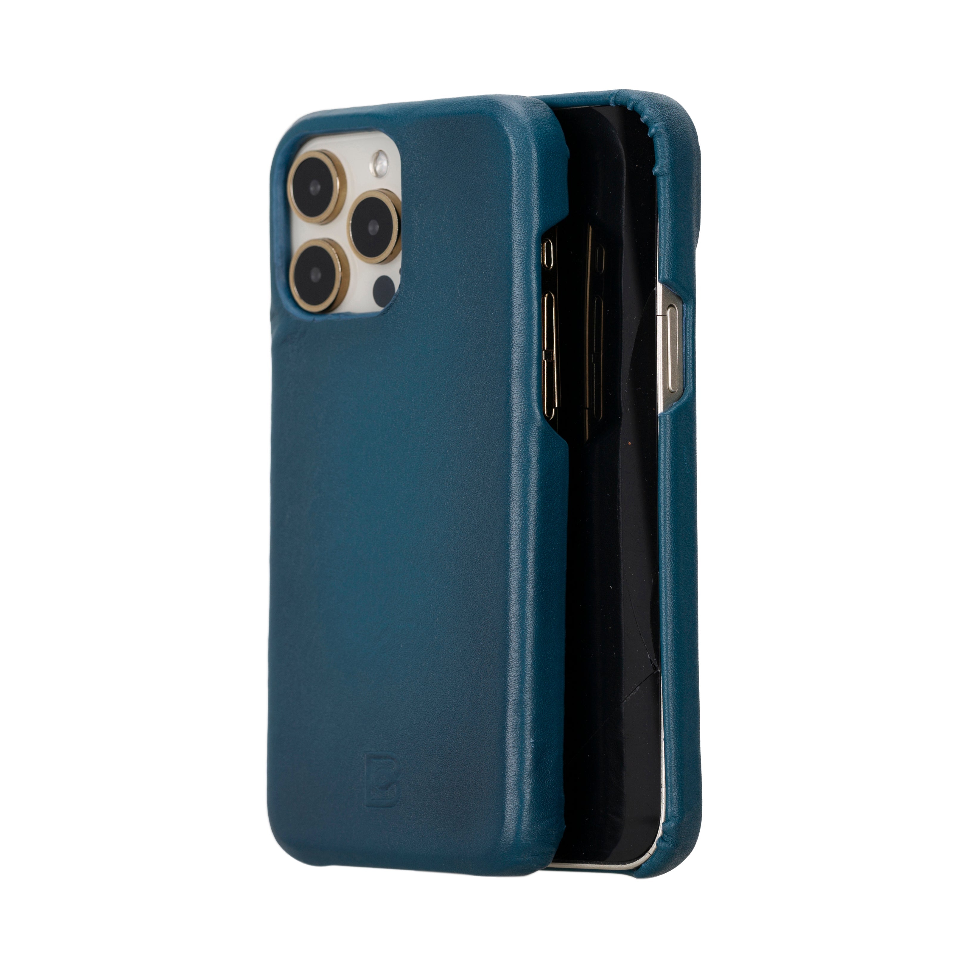 Blue iPhone 16 Pro Leather Back Cover Case
