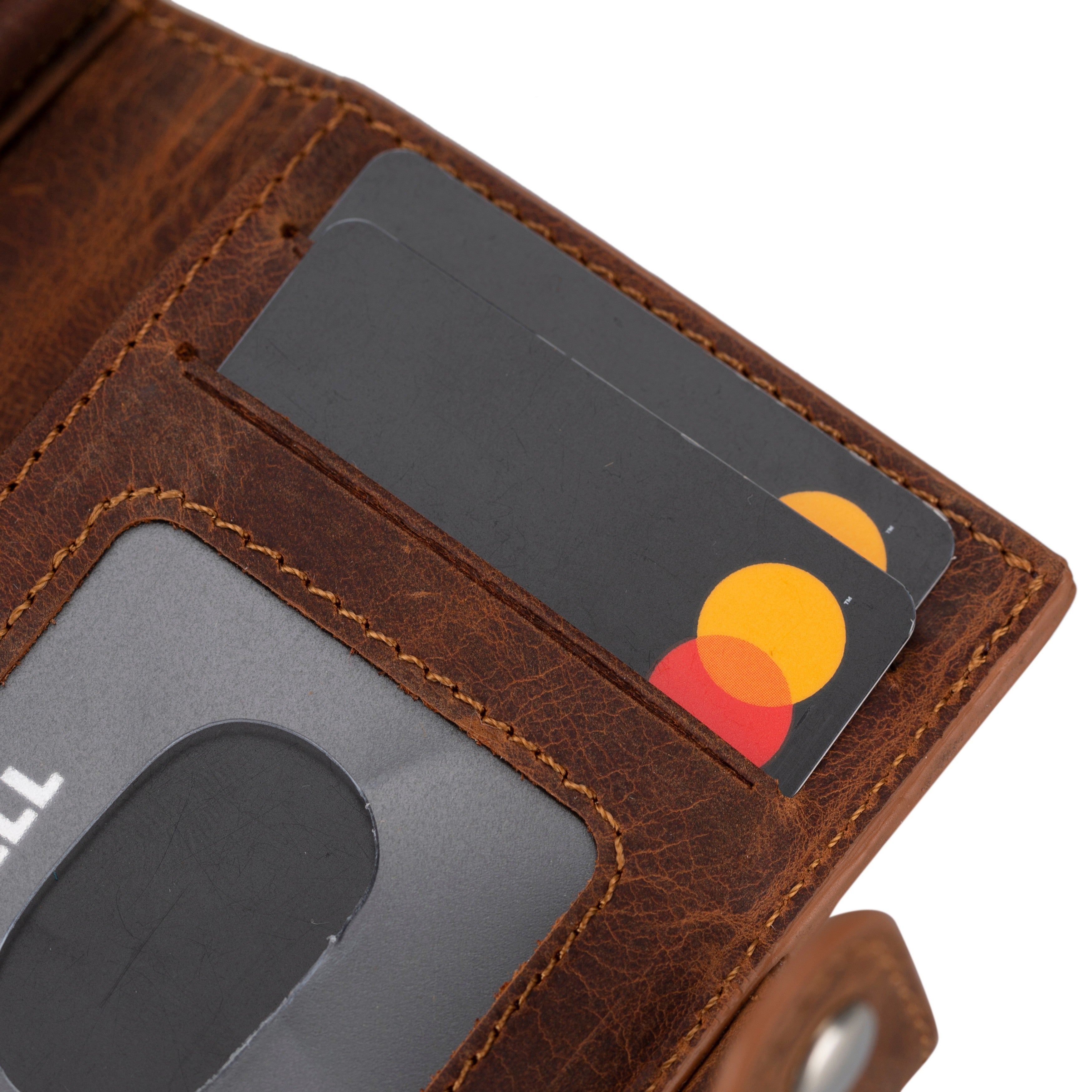 Palertag Zip Mechanical Leather Card Holder with AirTag Slot