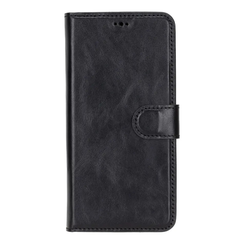 Black Leather Samsung Galaxy S24 Plus Detachable Wallet Case with Card Holder - Bomonti