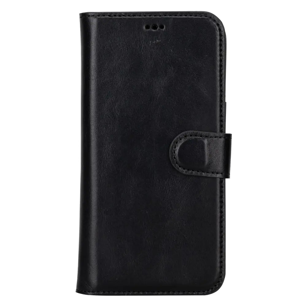 Black Leather iPhone 16 Pro Max Detachable Card Holder Wallet Case with Magsafe - Bomonti
