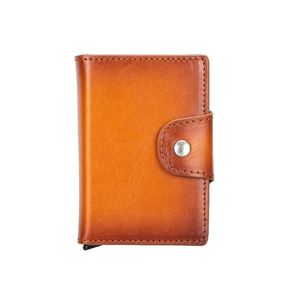 Brown Leather Pop-Up RFID Blocking Detachable Cardholder Wallet - Bomonti Goods