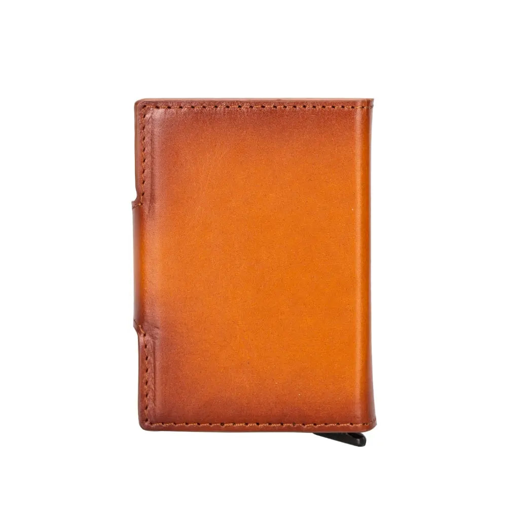 Brown Leather Pop-Up RFID Blocking Detachable Cardholder Wallet - Bomonti Goods