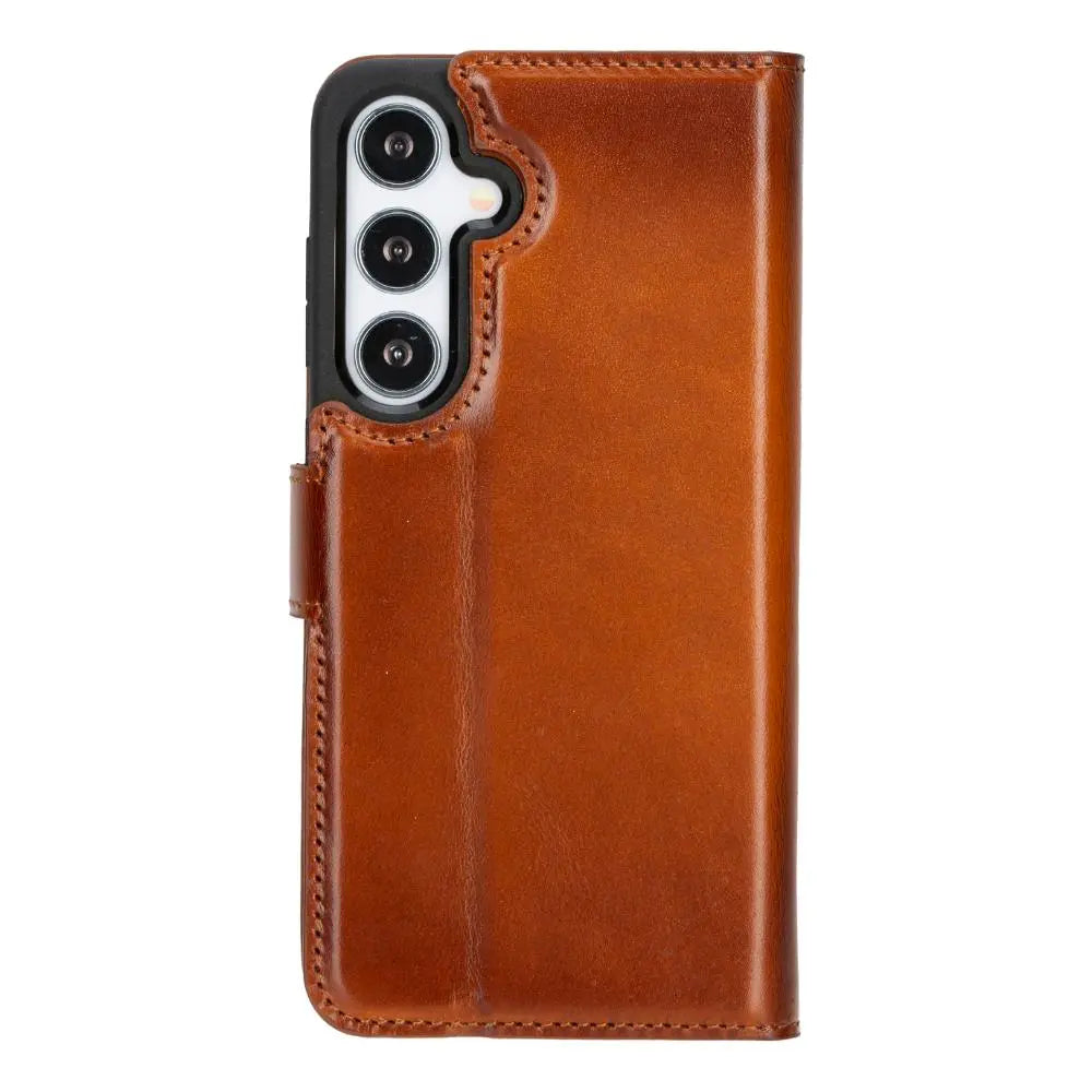 Brown Leather Samsung Galaxy S24 Plus Detachable Wallet Case with Card Holder - Bomonti