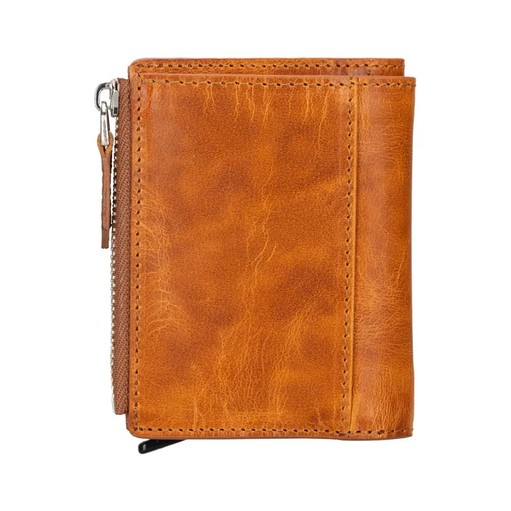 Burnish Leather Pop Up Card Wolder Wallet with Zipper Closure Coin Holder Slot – Bomonti