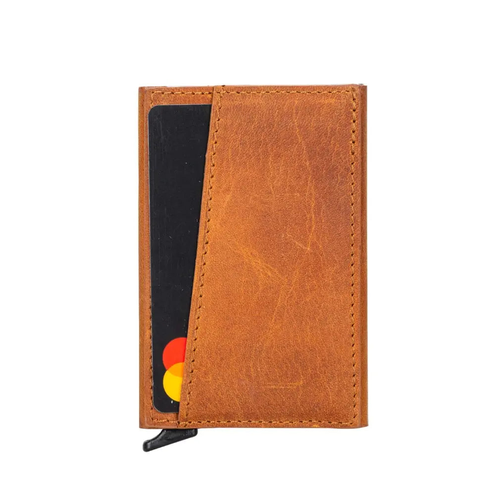 Burnish Leather Pop-Up RFID Blocking Detachable Cardholder Wallet - Bomonti Goods