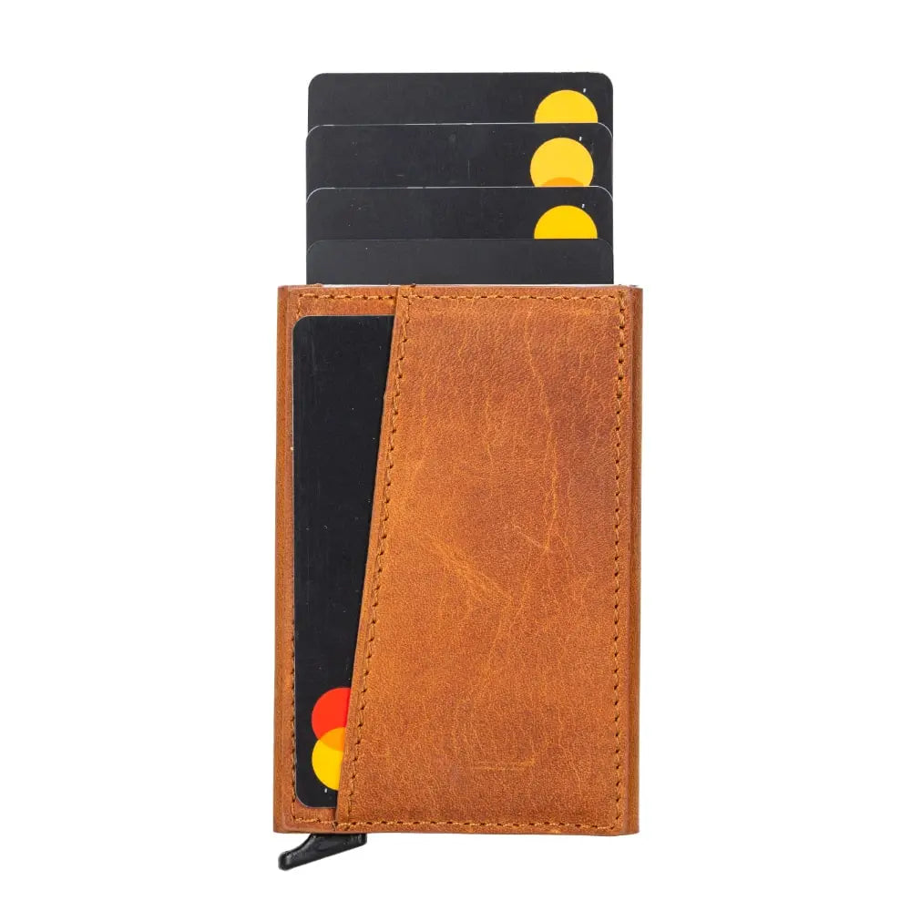Burnish Leather Pop-Up RFID Blocking Detachable Cardholder Wallet - Bomonti Goods