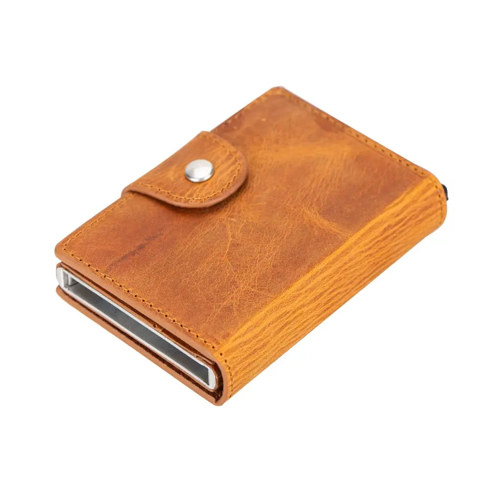 Burnish Leather Pop-Up RFID Blocking Detachable Cardholder Wallet - Bomonti Goods