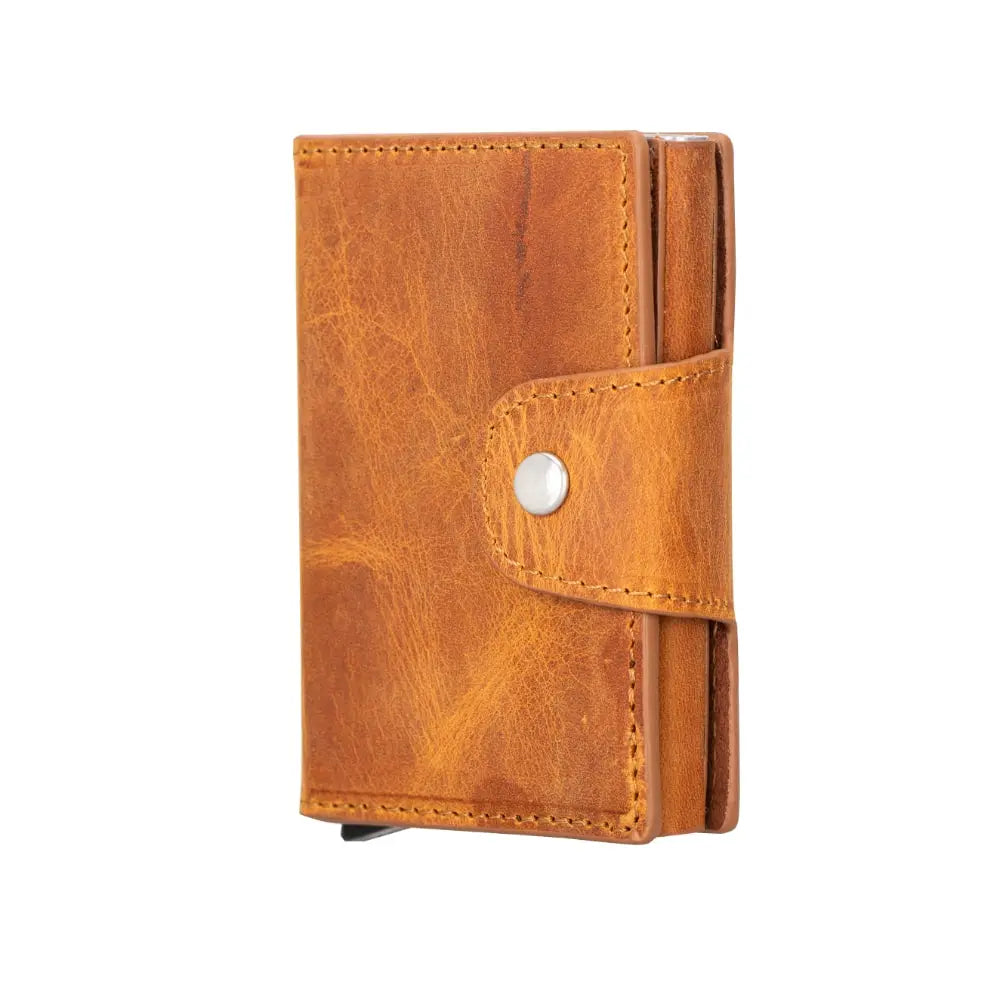Burnish Leather Pop-Up RFID Blocking Detachable Cardholder Wallet - Bomonti Goods