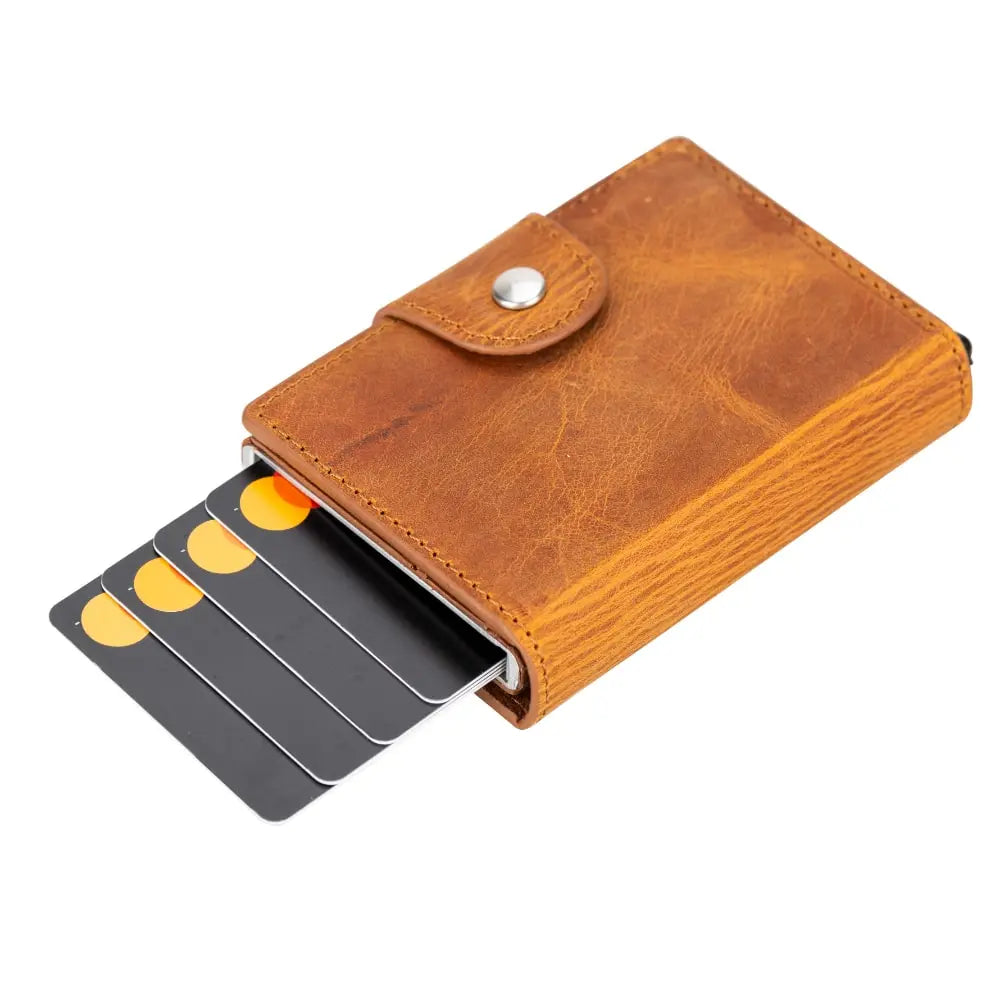 Burnish Leather Pop-Up RFID Blocking Detachable Cardholder Wallet - Bomonti Goods