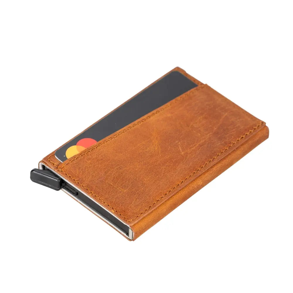 Burnish Leather Pop-Up RFID Blocking Detachable Cardholder Wallet - Bomonti Goods