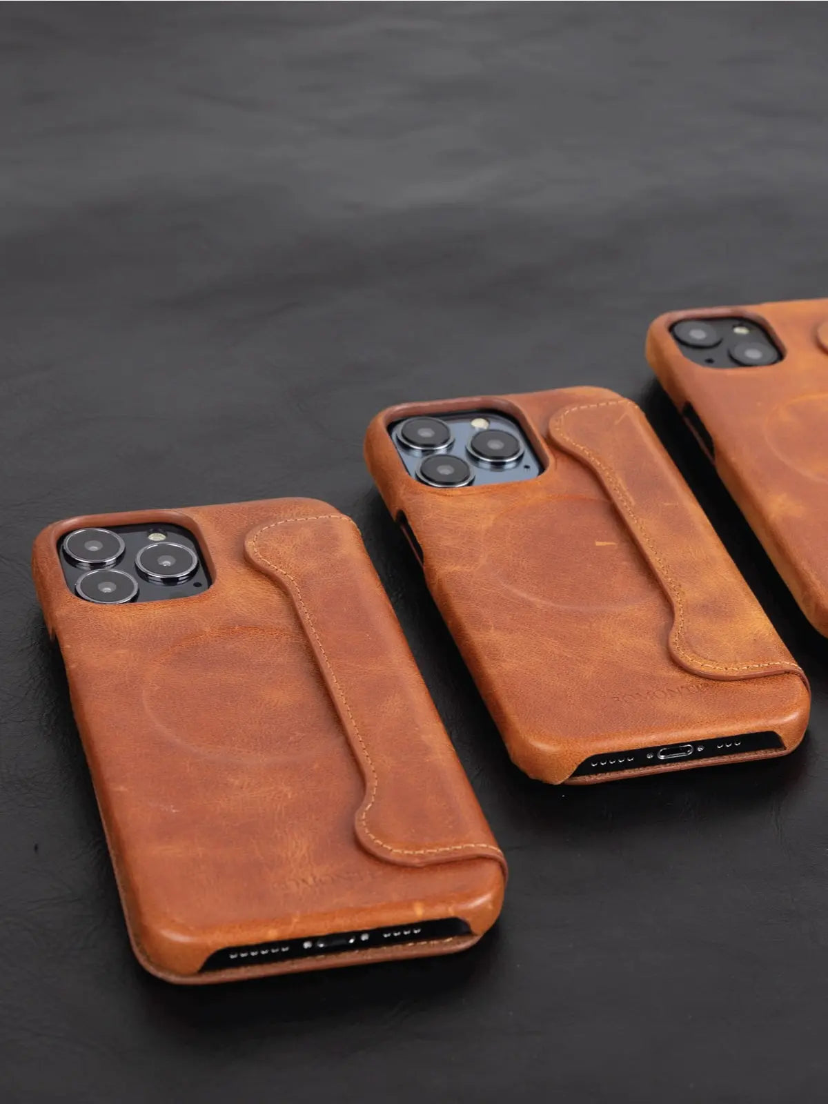 Golden Brown Leather iPhone 15 Detachable Wallet Case with Card Holder - Bomonti