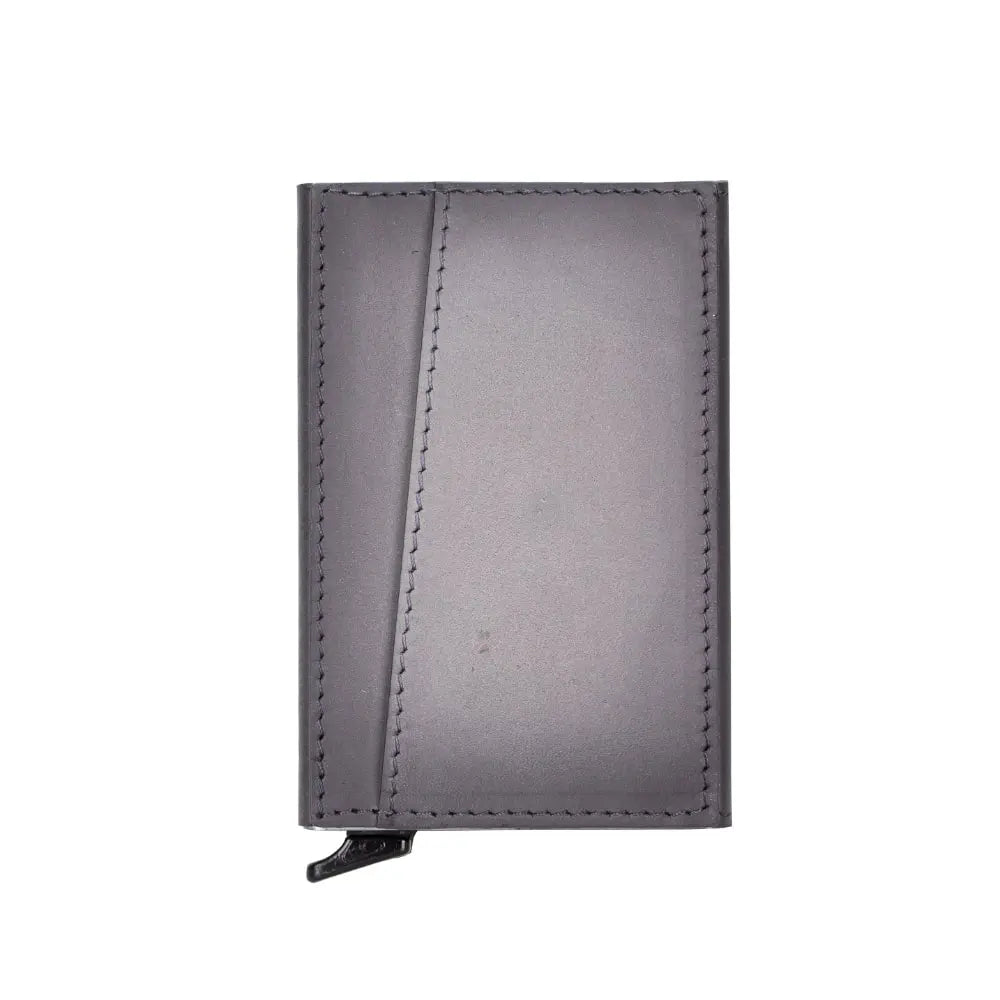 Gray Leather Pop-Up RFID Blocking Detachable Cardholder Wallet - Bomonti Goods