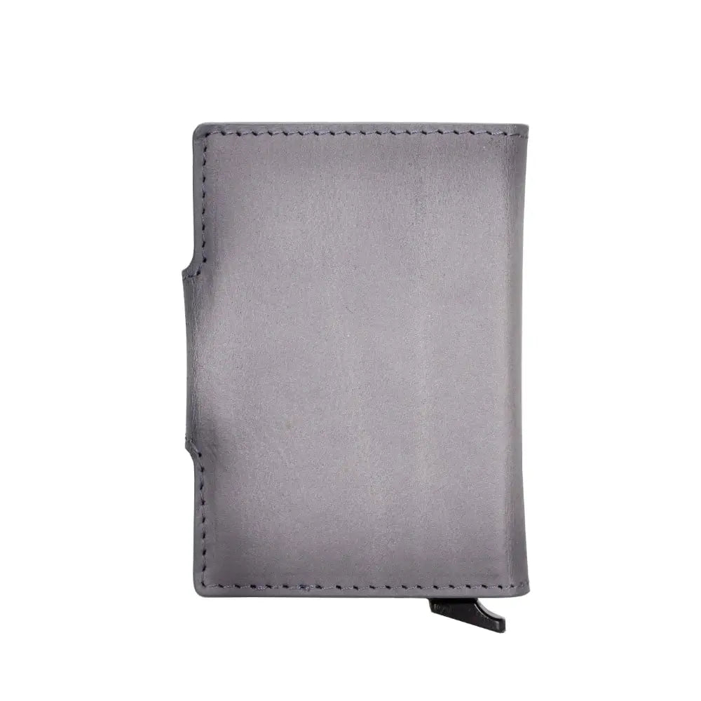 Gray Leather Pop-Up RFID Blocking Detachable Cardholder Wallet - Bomonti Goods