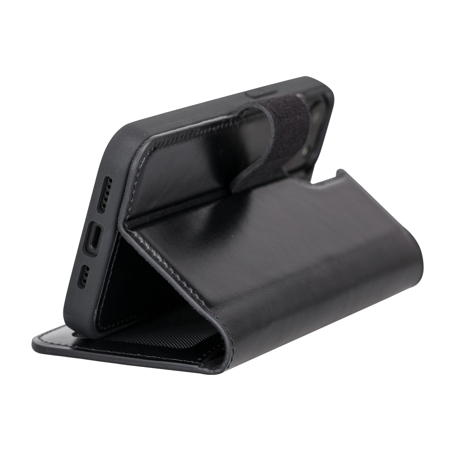 Black Leather iPhone 13 Detachable Bi-Fold RFID Wallet Case with MagSafe & Card Holder - Bomonti - 7