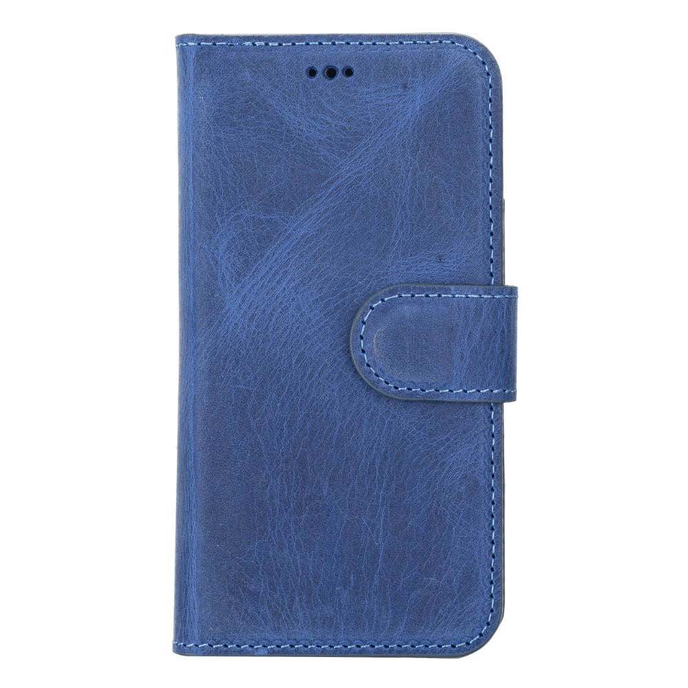 Blue Leather iPhone 13 Mini Detachable Bi-Fold RFID Wallet Case with MagSafe & Card Holder - Bomonti - 1