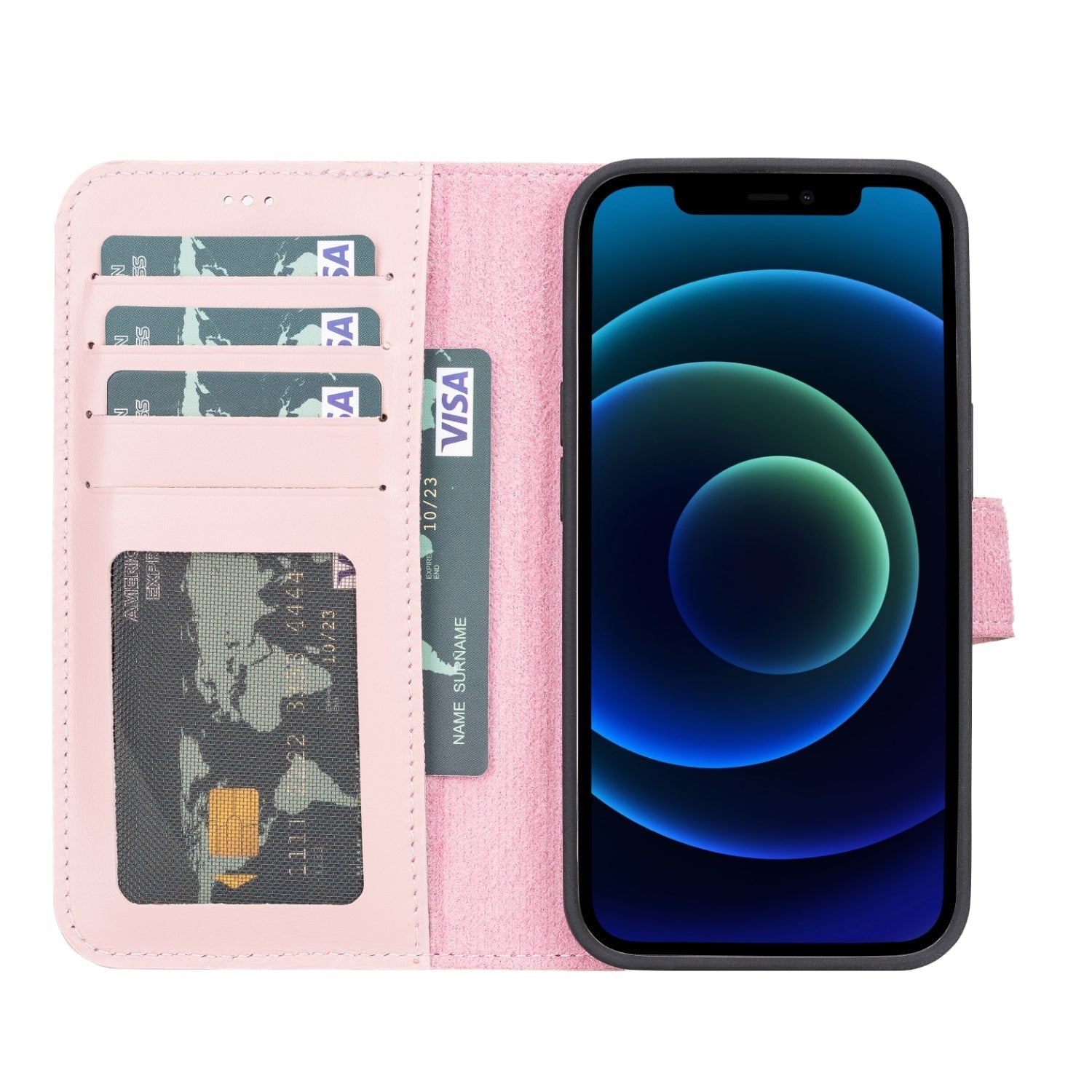 Luxury Pink Leather iPhone 13 Pro Wallet Case with MagSafe & RFID Card Holder - Bomonti - 2