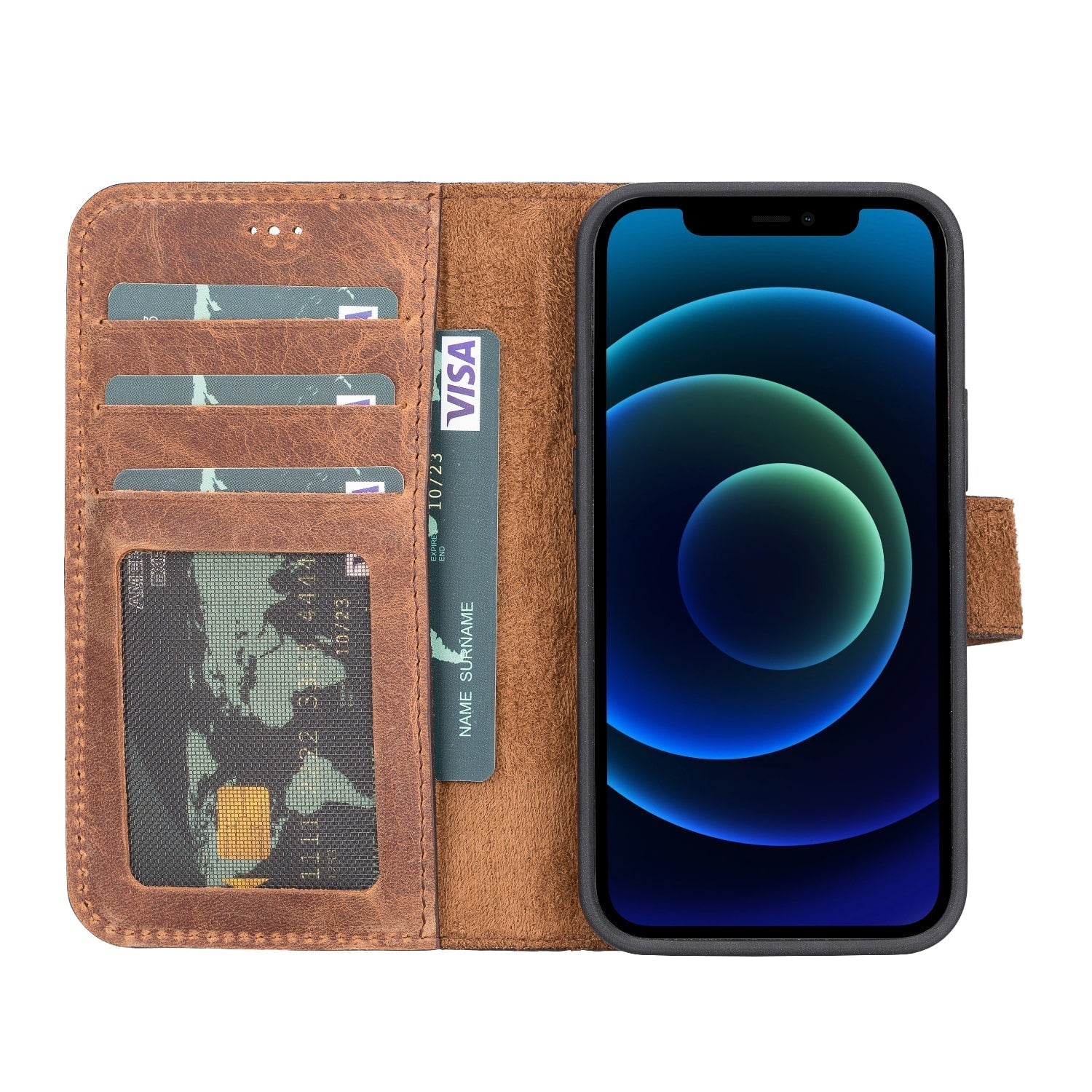 Yellow Leather iPhone 13 Mini Detachable Bi-Fold RFID Wallet Case with MagSafe & Card Holder - Bomonti - 2