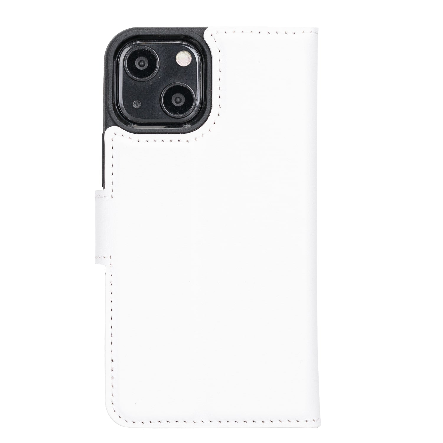 White Leather iPhone 13 Mini Detachable Bi-Fold RFID Wallet Case with MagSafe & Card Holder - Bomonti - 4