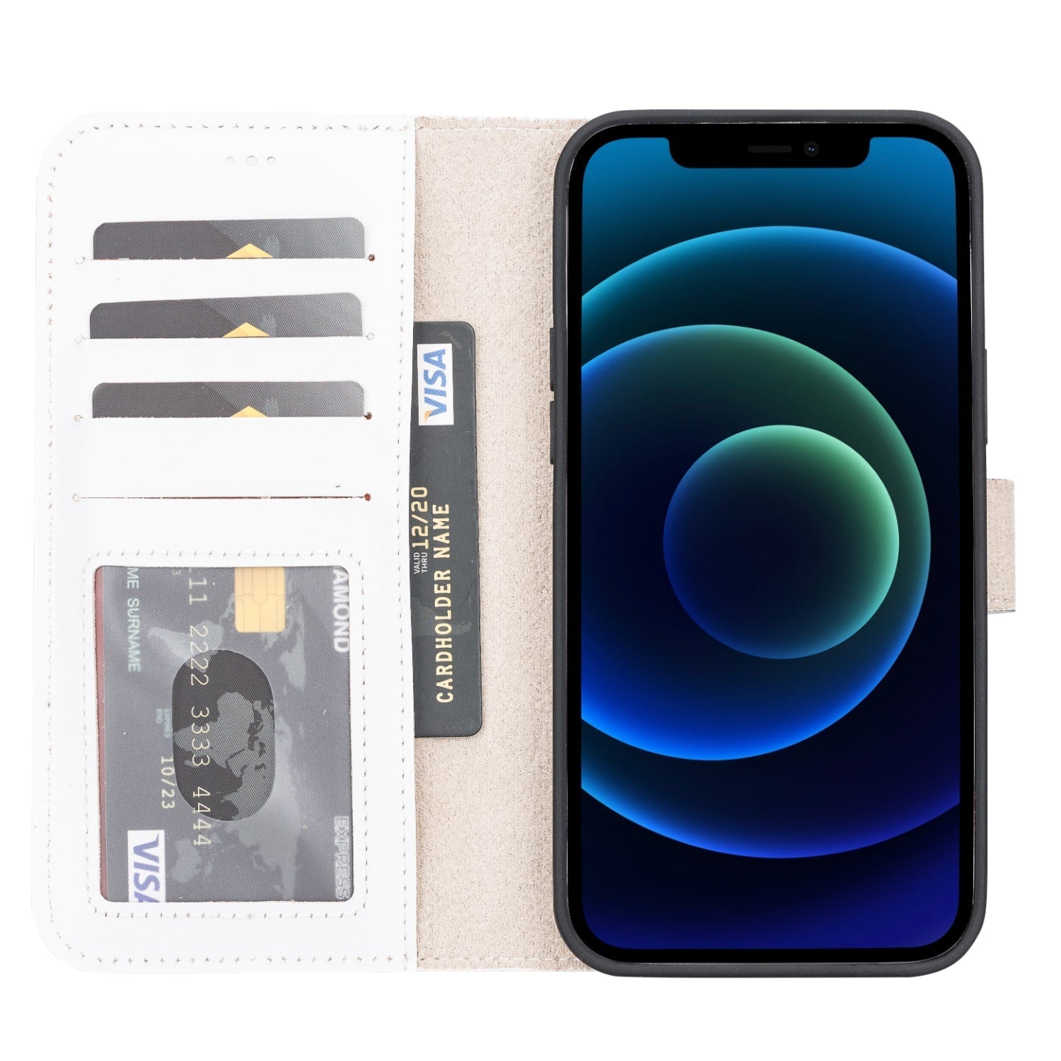 Luxury White Leather iPhone 13 Pro Wallet Case with MagSafe & RFID Card Holder - Bomonti -2