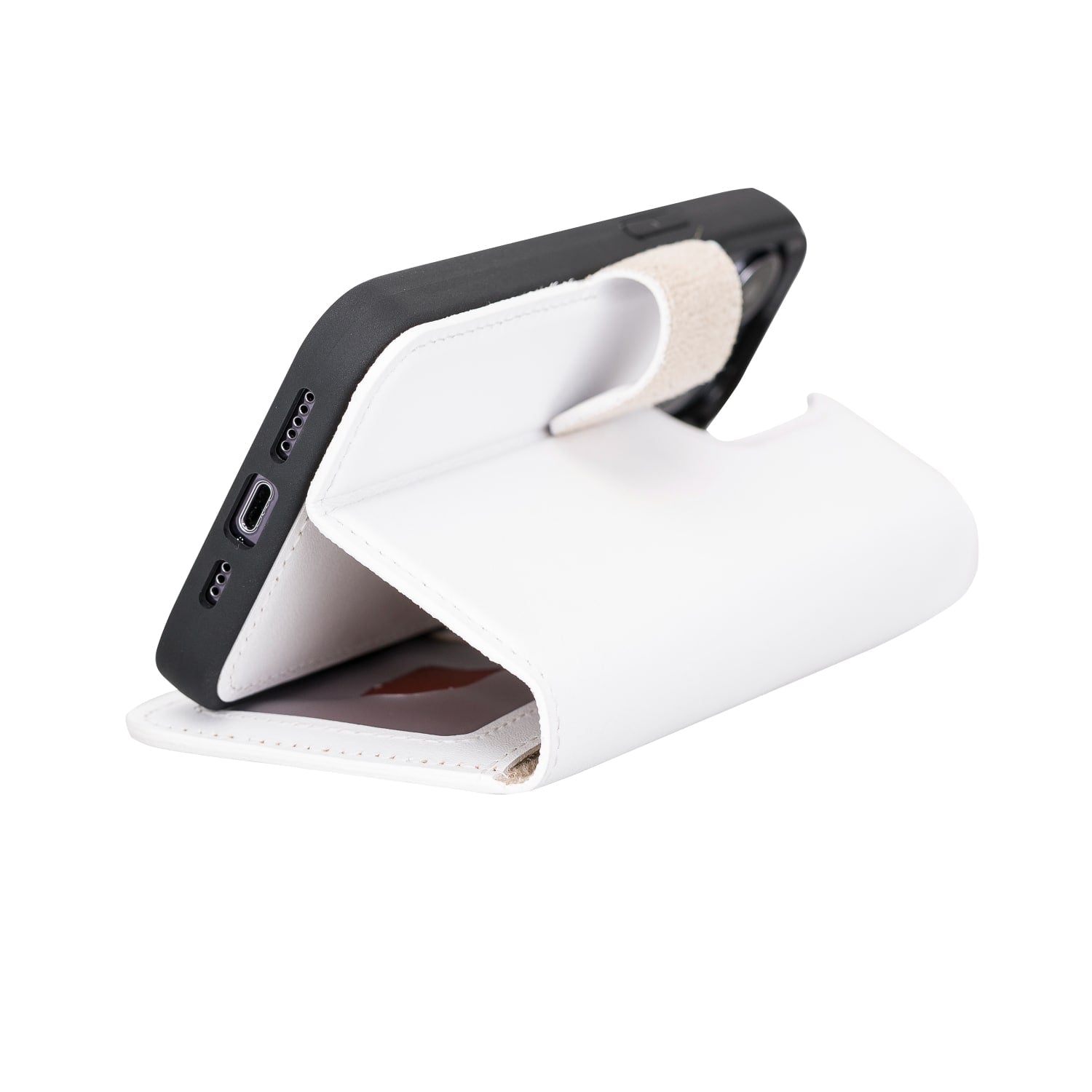 Luxury White Leather iPhone 13 Pro Wallet Case with MagSafe & RFID Card Holder - Bomonti -7