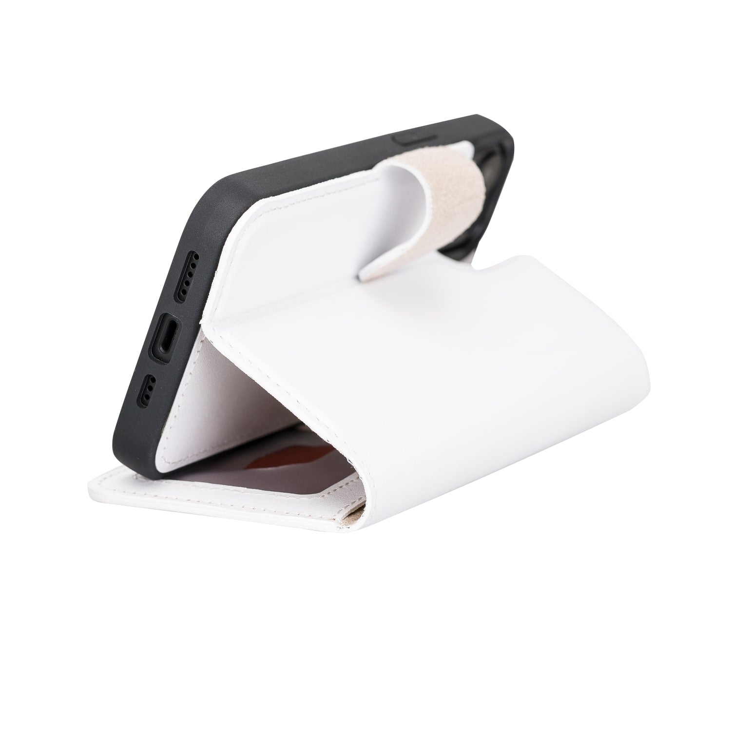 White Leather iPhone 13 Detachable Bi-Fold RFID Wallet Case with MagSafe & Card Holder - Bomonti - 7