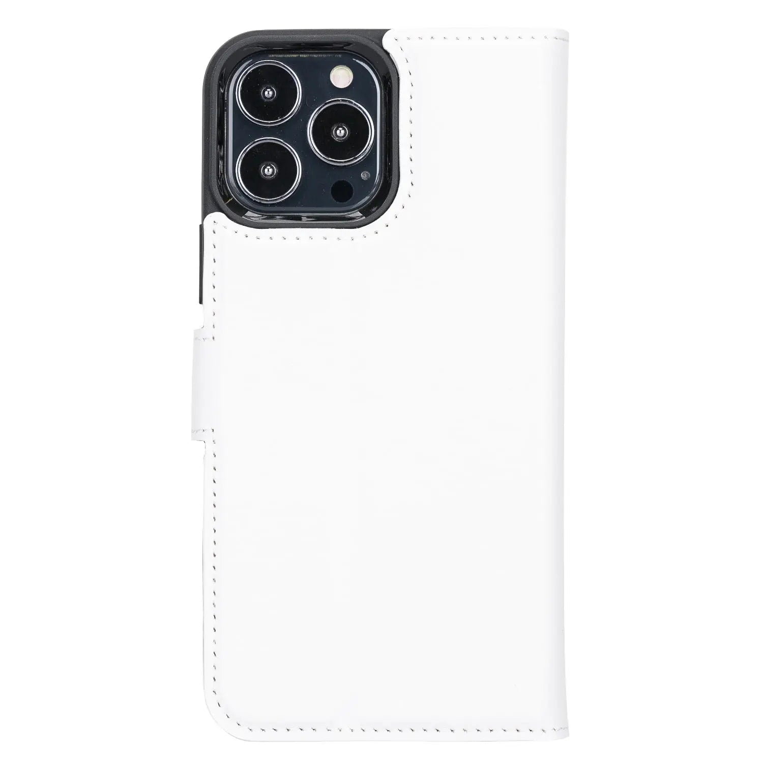 White Leather iPhone 15 Pro Max Detachable Card Holder Wallet Case with Magsafe-Bomonti