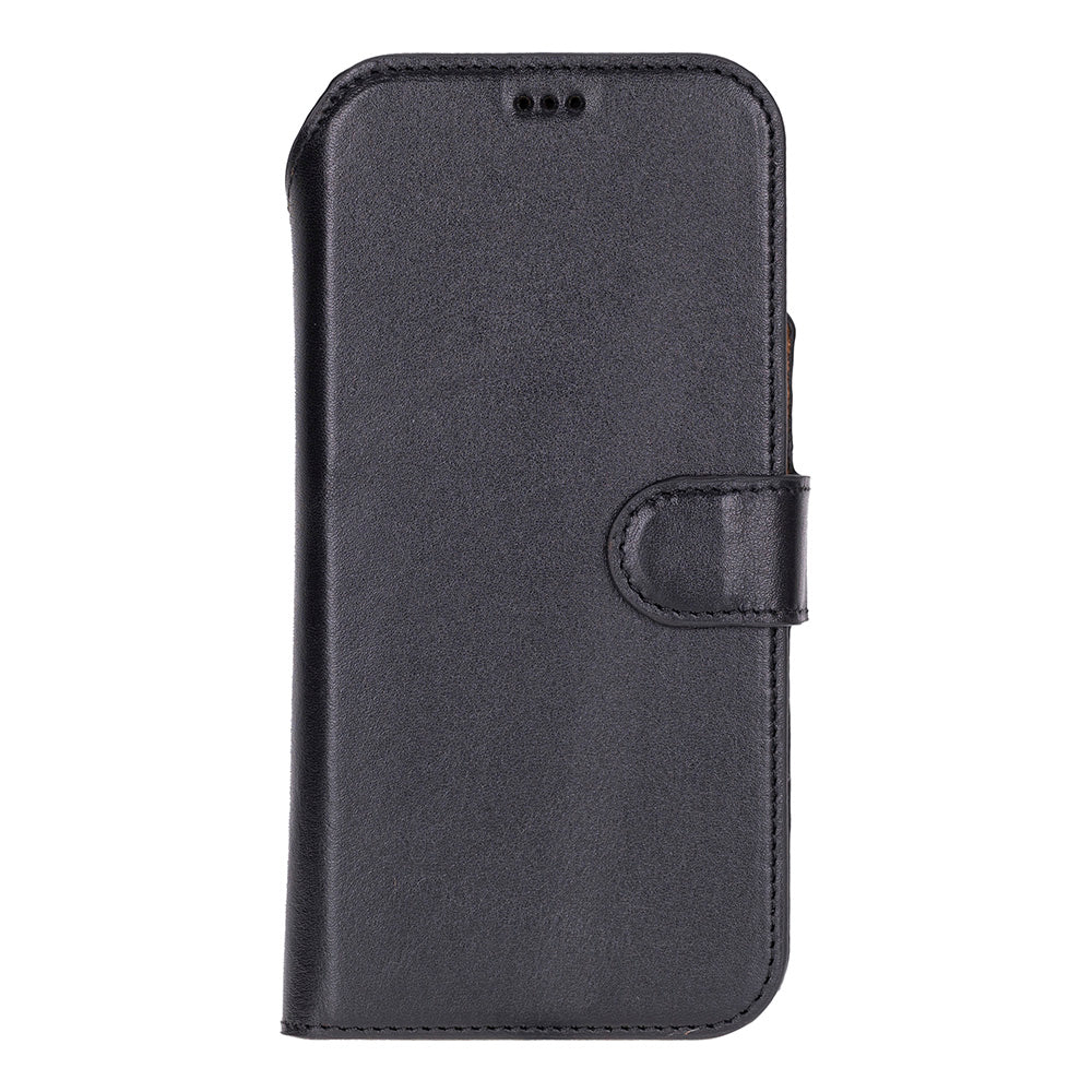 Black Leather iPhone 17 Pro Max Detachable Wallet Case