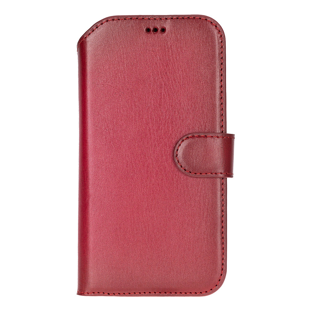 Red Leather iPhone 17 Air Detachable Wallet Case