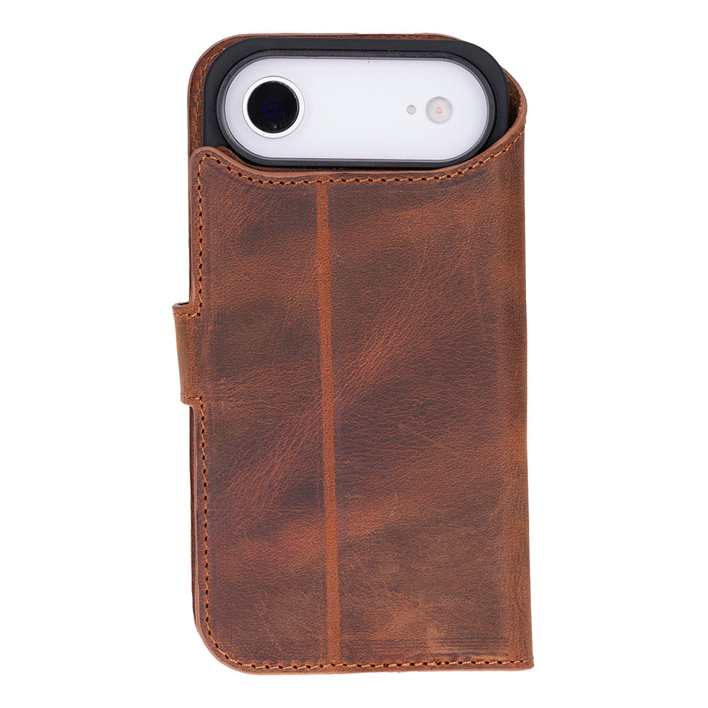 Brown Leather iPhone 17 Air Detachable Wallet Case