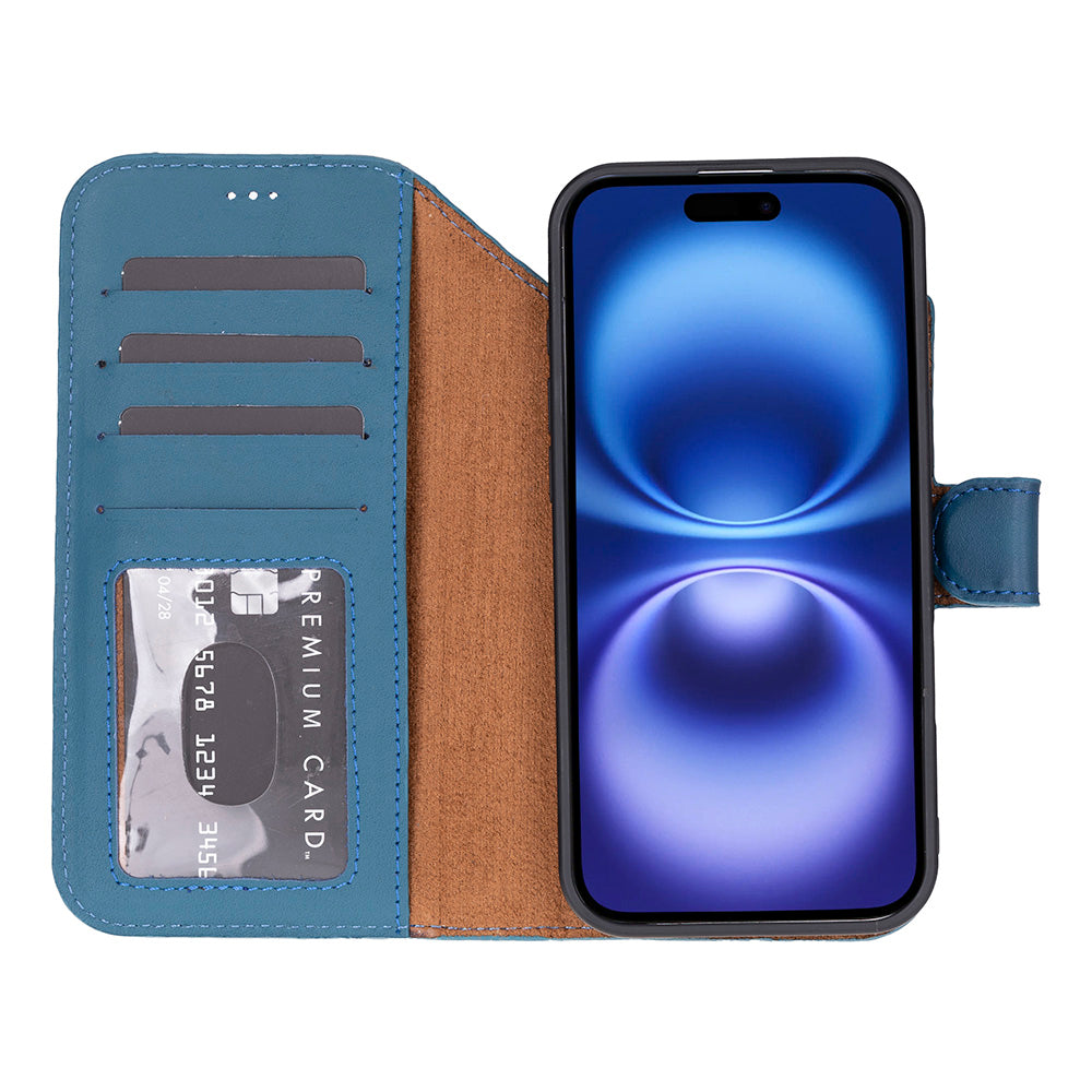 Blue Leather iPhone 17 Air Detachable Wallet Case