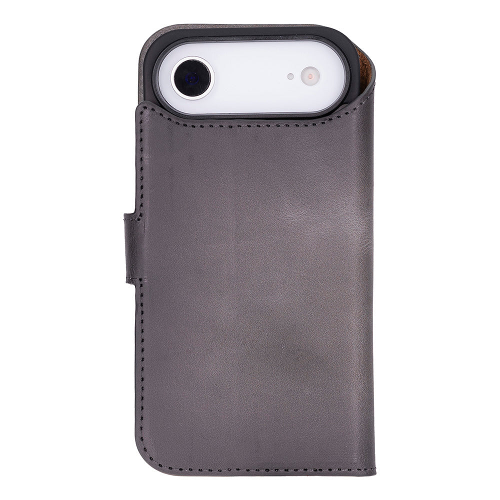 Gray Leather iPhone 17 Air Detachable Wallet Case
