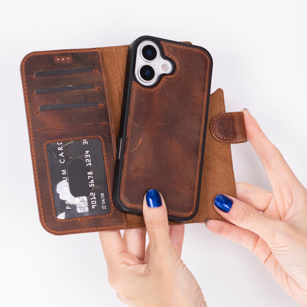 Leather iPhone 17 Detachable Wallet Case