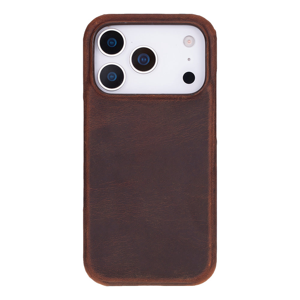 Brown Leather iPhone 17 Pro Cover Case