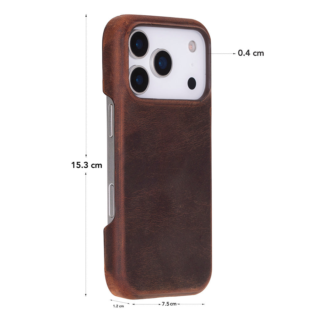 Brown Leather iPhone 17 Pro Cover Case