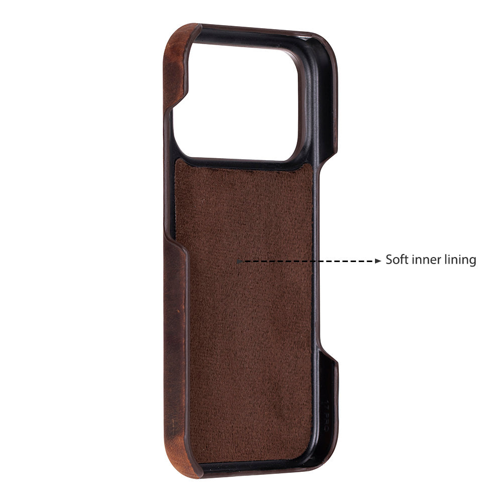 Brown Leather iPhone 17 Pro Cover Case