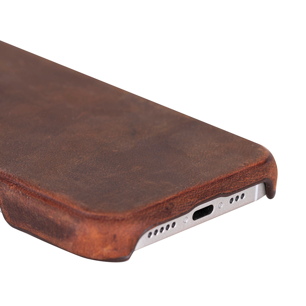 Brown Leather iPhone 17 Pro Cover Case