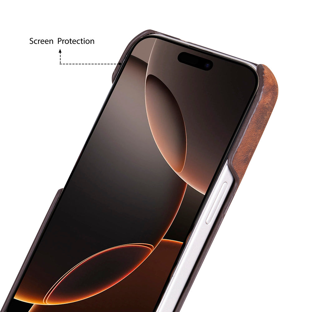 Brown Leather iPhone 17 Pro Cover Case